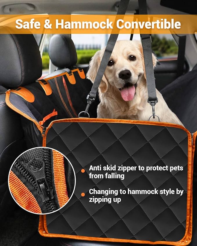 Victoper Dog Car Seat Cover, Heavy Durable Dog Seat Cover for Back Seat, 100% Waterproof Scratch Proof Nonslip Dog Hammock for Car with Side Flap, Pet Back Seat Covers Large 60" W x 64" L