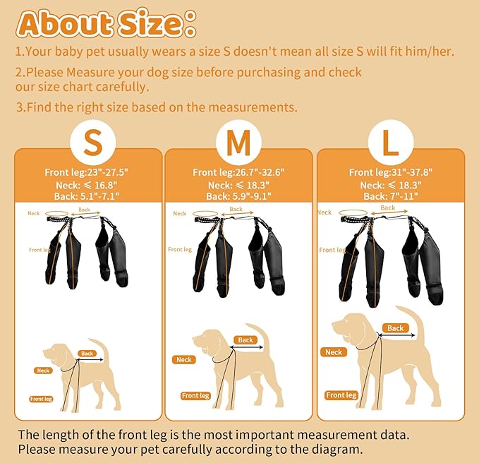 BECEMURU Suspender Dog Boots Leggings with Anti-Slip Sole for Small & Medium Dogs, Paw Protector, Perfect for Outdoor Walking, Hiking, Waterproof and Anti-Fall Dog Shoes with Adjustable Strap (L)