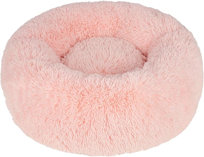 Best Pet Supplies Dog House Bed Crate Mat Tent Indoor Round Soft Plush for Small, Medium, and Large Breeds - Pink, 30 x 30 x 8