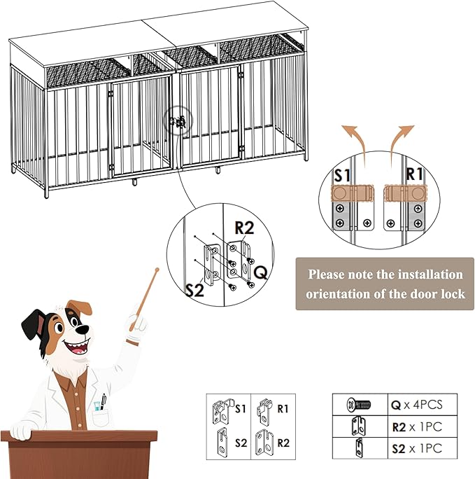HOSTACK Double Dog Crates Furniture, 71" Wide Indoor Dog Kennel with 3 Drawers, Farmhouse Dog Cage for 2 Large/Medium Dogs, Heavy Duty Dog Crate with Removable Divider, Wooden Pet House, Ash Grey