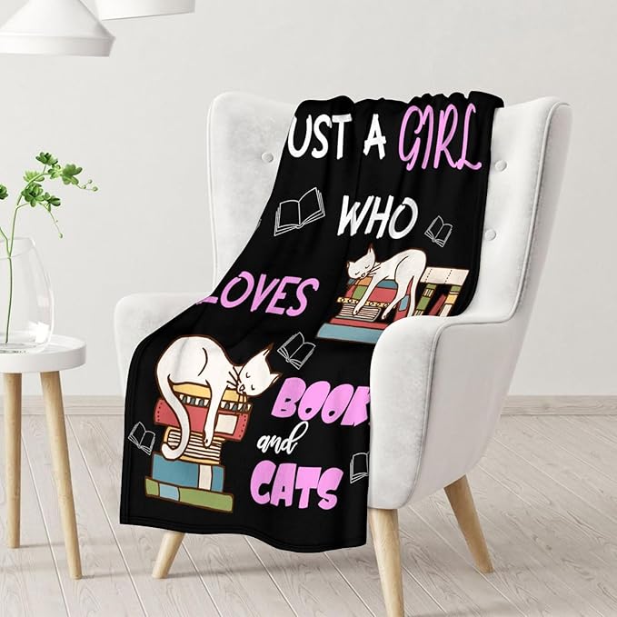 Cat Blanket Gifts - 40"x50" Cute Throw Blanket for Adults Kids - Black Soft Plush Throws for Bed, Couch & Travel