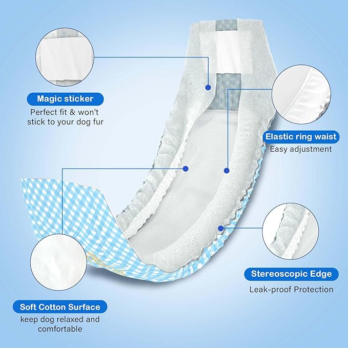 Disposable Belly Bands for Male Dogs, Puppy Diapers Male with Wetness Indicator, Super Absorbent Soft Male Dog Diapers, S, 20 Count