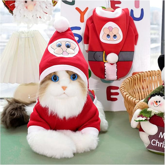 Christmas cat Role-Playing Costume, Halloween Adjustable pet Cape Costume, Christmas pet Accessory Costume, Kitten Animal Party pet Role-Playing (Christmas red, cat/S)