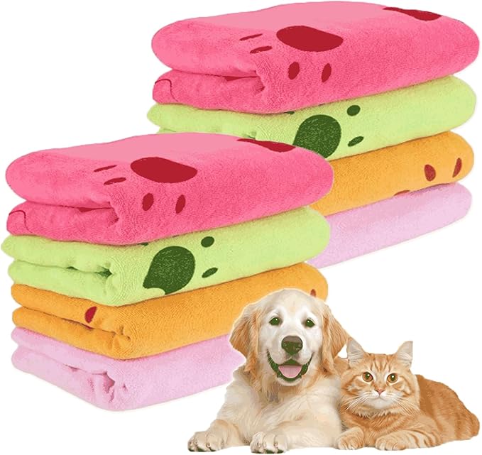 QTLCOHD 8 Pcs 55 x 28 Inches Dog Towels for Drying Large Dogs Absorbent Microfiber Dog Bath Towel Bulk Pet Grooming Towels for Small Medium Large Dogs Cat Puppy Shower Cleaning Accessories (4 Colors)