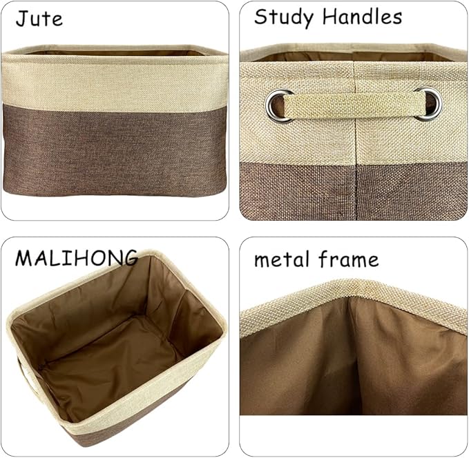 Custom Dog Cat Toys Storage Basket Bin with Name Sturdy Foldable Collapsible Cat Storage Bin with Handles for Organizing Pet Stuffs, Toys, Clothes,( Brown and White), 15" x 9.8" x 9"