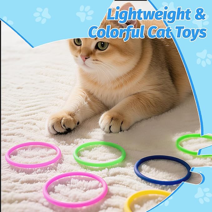 Cat Toys 24 PCS, Rubber Cat Chew Toy, Interactive Cat Toys to Kill Time, Colorful Bracelets Bands for Cat (Jelly Bracelets)