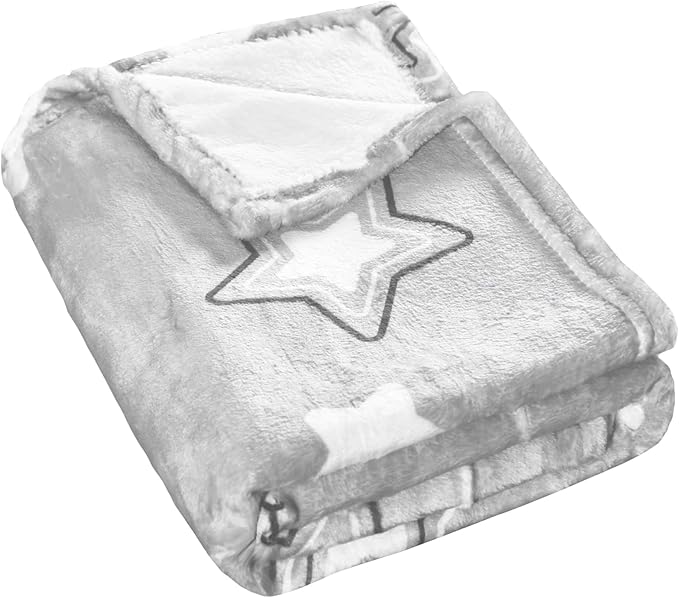 Dog Blanket,Super Soft Fluffy Premium Fleece Pet Puppy Blanket for Large Medium Dog Cat Mat Cover for Bed Couch,Star Print,Gray(41 x 31 Inch)