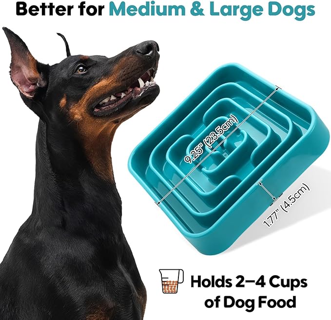 TOBYTO Slow Feeder Dog Bowls for Large Medium Breed, Anti-Choking Pet Slow Feeding Food Bowl, Non Slip Maze Puzzle Dog Feeder Bowl Prevent Bloating,Dark Green