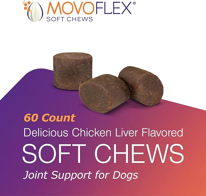 Soft Chews Hip and Joint Support Supplement for Large Dogs - Movoflex 60 Count by Virbac