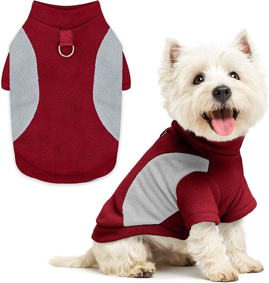 Small Dog Sweater with Leash Ring Soft Warm Fleece Fall Winter Dog Clothes Cute Cat Apparel Puppy Sweaters Classic Pullover Doggy Sweatshirts Chihuahua Costumes Cat Outfits(Red,XL)