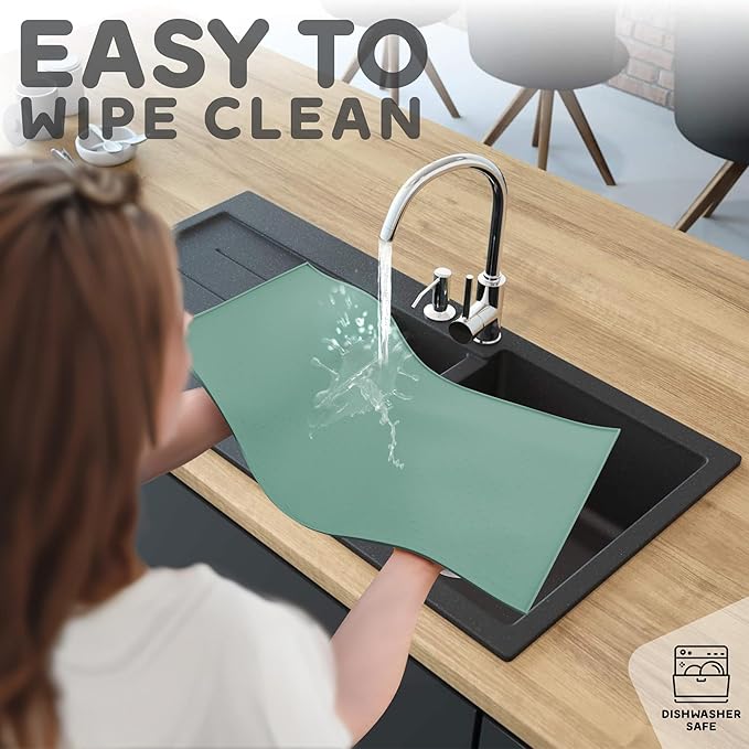 Dog Food Mat - 24x15 Raised Edges Dogs Mat for Food and Water Prevent Spill, Waterproof Cat Food Mats Protect Floors, Easy Clean Dog Bowl Mats for Food and Water, Silicone Pet Feeding Placemats