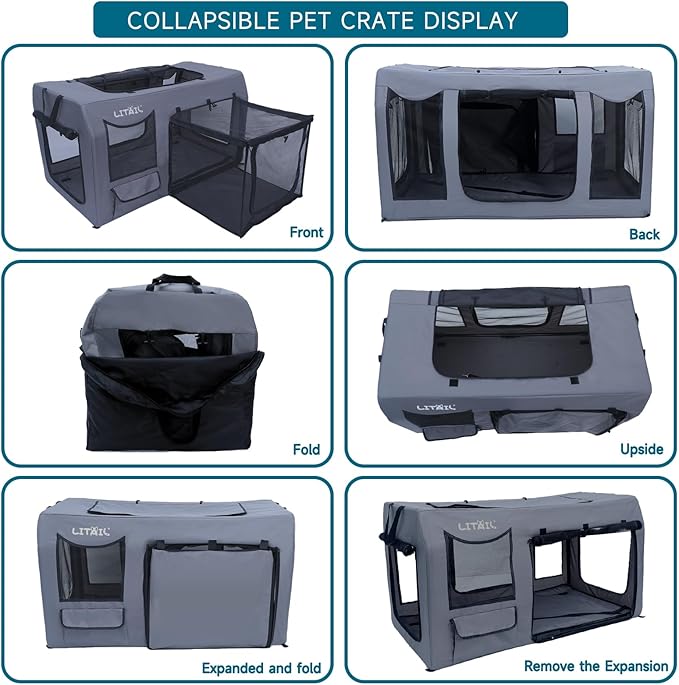 Extra Large Cat Carrier for Large and Medium Cats for 2 Cats, Portable Soft Sided Puppy Pet Carrier for Traveling, Indoor and Outdoor Uses, PVC Pipe Frame, 600D Oxford, 39" x 23" x 22"