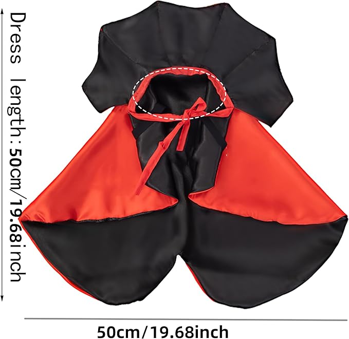 Halloween Pet Cape Custom, Gothic Cat Dogs Robe Decor, Vampire Cloak Wizard Outfit Pets Clothes Accessories for Witch Cosplay Apparel for Small Medium Dogs Cats Supplies(Red)