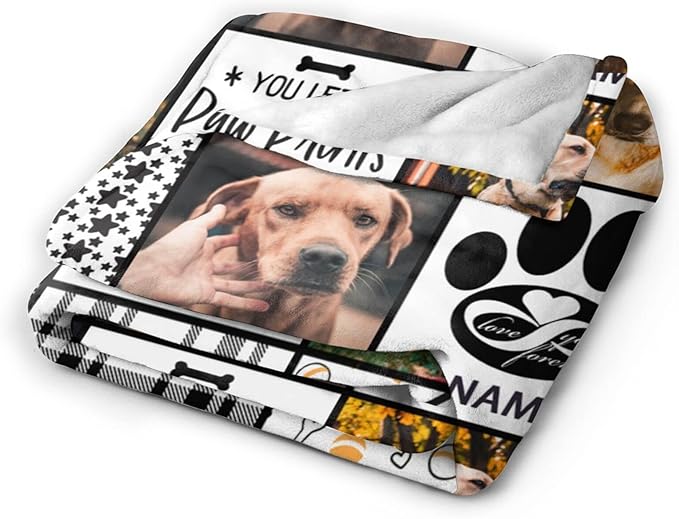Funnylife Custom Dog Photo Memorial Blanket - 50" x 60" Personalized Loss of Dog Sympathy Gift