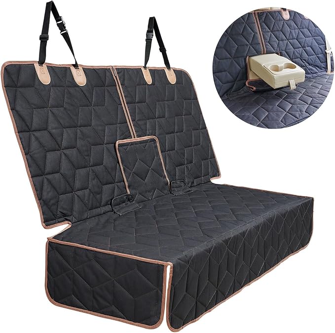 Dog Car Seat Cover for Back Seat, Heavy-Duty Non-Slip Waterproof Car Bench Protector for Pets,Compatible with Middle Armrests ，Dog Seat Cover Universal for Cars Trucks and SUVs
