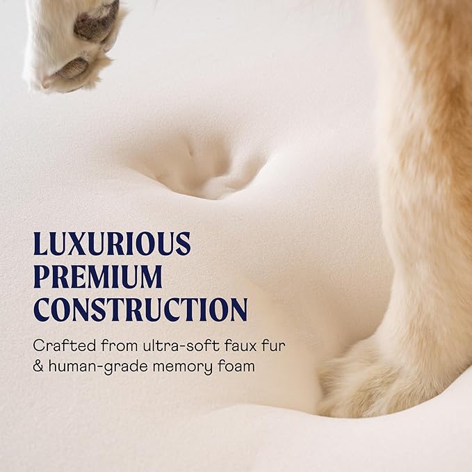 PAW BRANDS PupRug Orthopedic Dog Bed for Large Dogs with Fluffy Soft Faux Fur and Memory Foam for Joint Pain Relief, Machine Washable and Waterproof Couch Bed, Charcoal Grey, Large/Extra Large