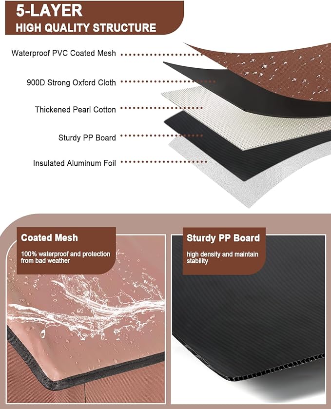 Extra Large Heated Cat House for Outside in Winter, Elevated Heated Outdoor Cat House Weatherproof with Heating pad, Insulated Outdoor Cat Shelter for Multiple Cats Small Dogs (Brown)