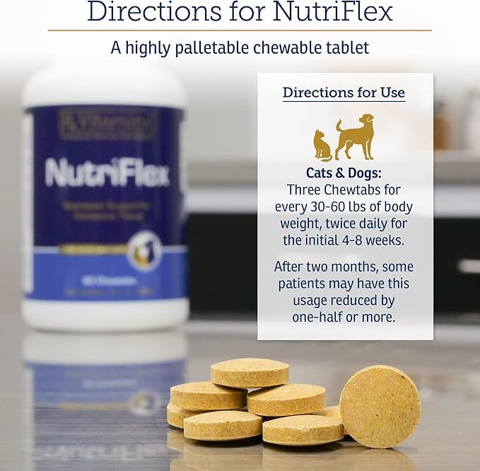 Rx Vitamins NutriFlex for Cats & Dogs - Glucosamine for Dogs Hip and Joint Supplement - with Bovine Collagen and Chondroitin - Joint Pain Relief & Anti Inflammatory - Beef Liver (90 Chews)