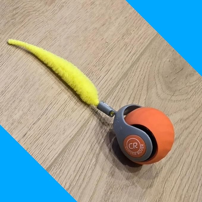 Energy Ball Cat Toy Orange - Version Bengal with Neon Tail, Rechargeable, 2-Speed Interactive Energy Ball with Auto Shut-Off, Away Mode for Indoor Cats