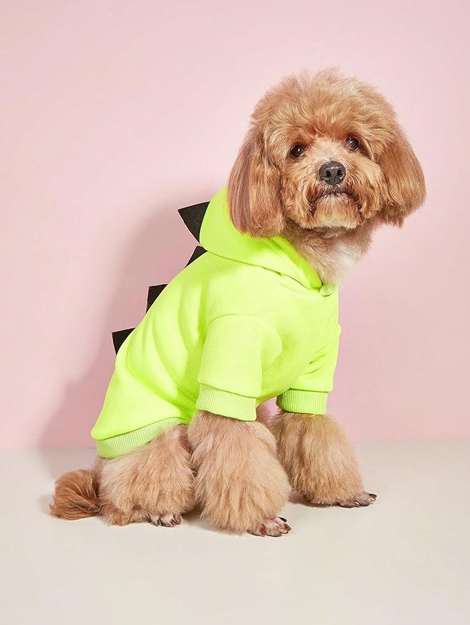 QWINEE Dinosaur Dog Hoodie Dog Warm Jacket Christmas Halloween Dog Costume Dog Clothes for Puppy Kitten Small Medium Dogs Cats Green L