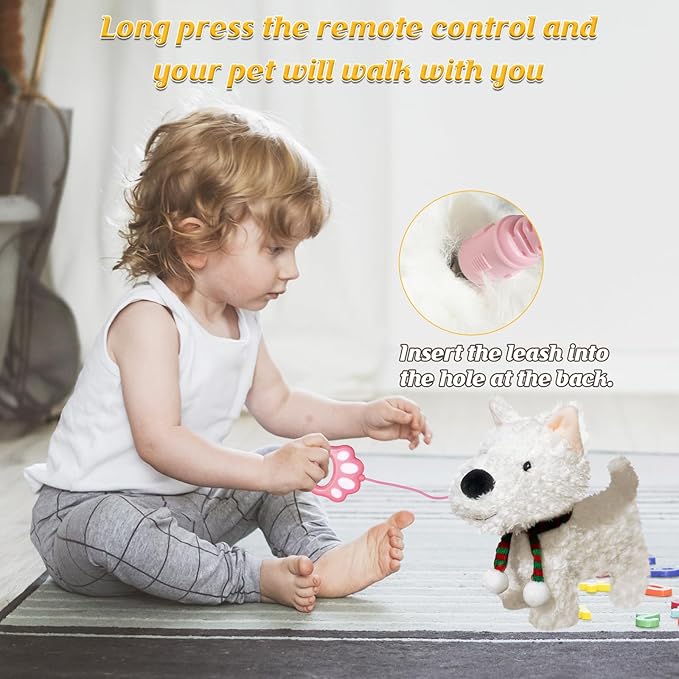Puppy Toys for Kids, Toy Dogs That Walk and Bark, Walking Dog Toy for Kids with Leash, Interactive Stuffed Puppy with Remote Control, for Girls and Boys Aged 3-7 Year Old