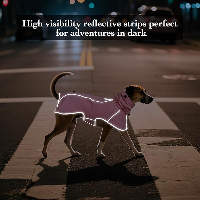 Reflective Dog Raincoat, Windproof & Waterproof Dog Rain Jacket, Adjustable Hooded Pet Poncho with Leash Hole for Small, Medium, Large Dogs(S-2XL) (Pink, Medium)