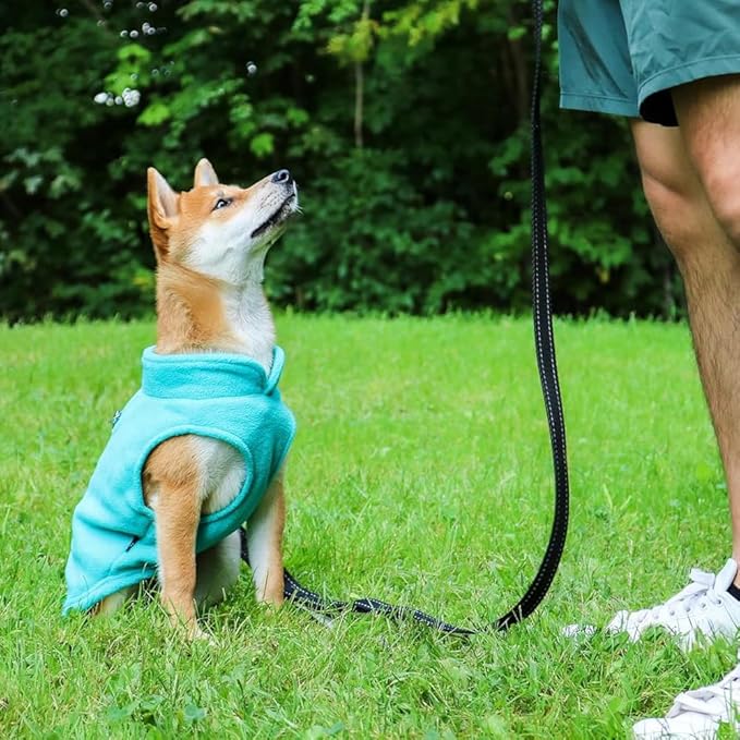 JACKO & CO - Fleece Vest Dog Sweater with Leash Ring - Soft, Warm & Lightweight Pullover Coat for Small & Medium Dogs, Puppies & Cats - Cozy Fall/Winter/Spring Pet Jacket (Turquoise, X-Large 17-25lbs)