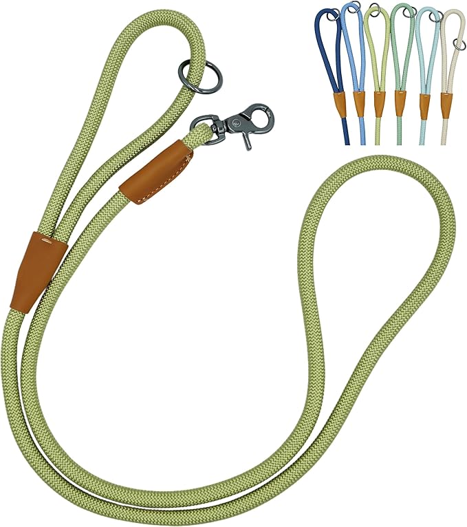 5FT Nylon Rope Dog Leash, Short Leash for Training Small Medium Large Dogs (Lime Green, 5FTx10MM)