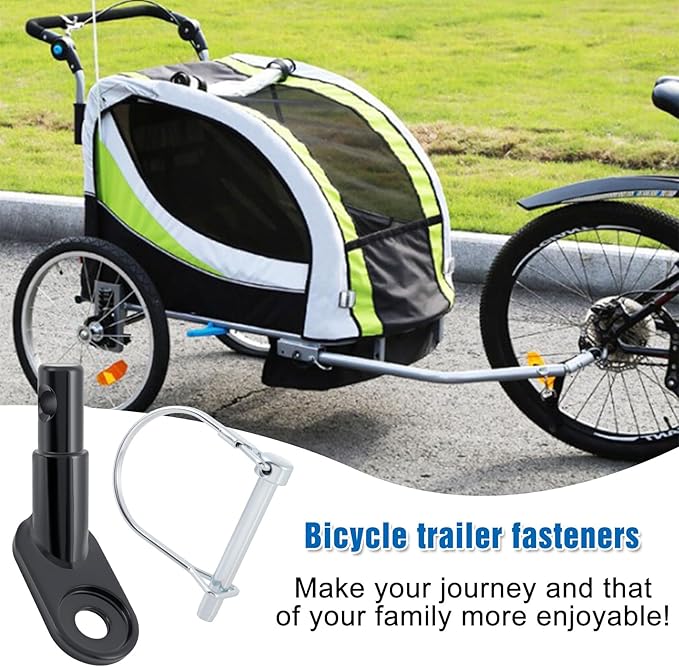 Bike Trailer Hitch, 12 mm Bike Trailer Hitch Connector with Locking Pin, Steel Bike Trailer Attachment Coupler, Glossy Bicycle Adapter for Luggage Dog Pet Cargo Trailer - 1 Set