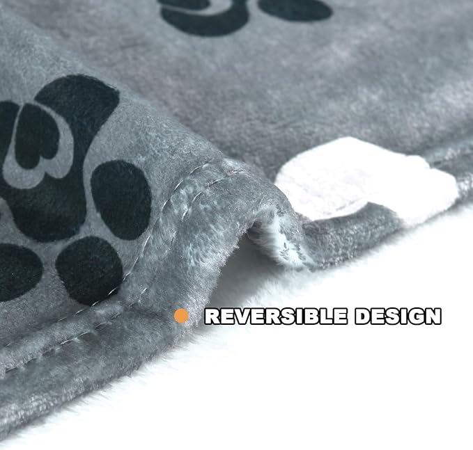 Dog Blanket,Super Soft Fluffy Premium Fleece Pet Puppy Blanket for Large Medium Dog Cat Mat Cover for Bed Couch,Cute Reversible Cow Print, Gray,(41 x 31 Inch)