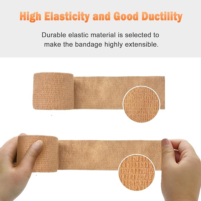 OK TAPE Self Adherent Cohesive Bandages Wrap - 12Packs, 2" x 5 Yards, Non-Woven Self Adhesive Bandage Wrap for Thumb, Finger, Wrist, Ankle, Vet Wrap Bandages Tape (Light Purple)