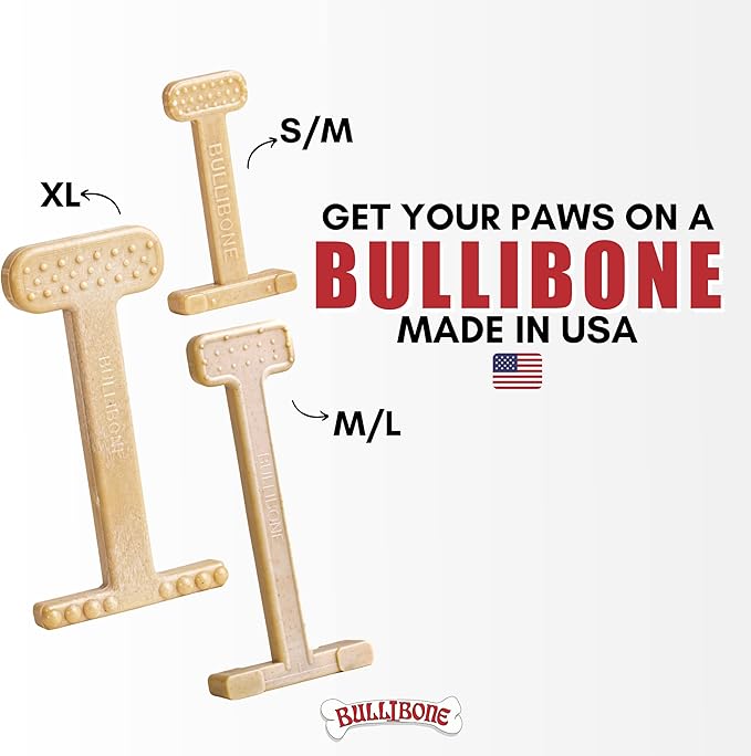 Bullibone Nylon Dog Chew Toy Nylon Bone - Improves Dental Hygiene, Easy to Grip Bottom, and Permeated with Flavor (Peanut Butter, Small - 2 Pack)