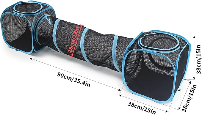 INTURN Cat Furniture Tent for Indoor and Outdoor Playpen Portable Cat Tunnels, Outdoor Kennel (2 Cube + Tunnel)