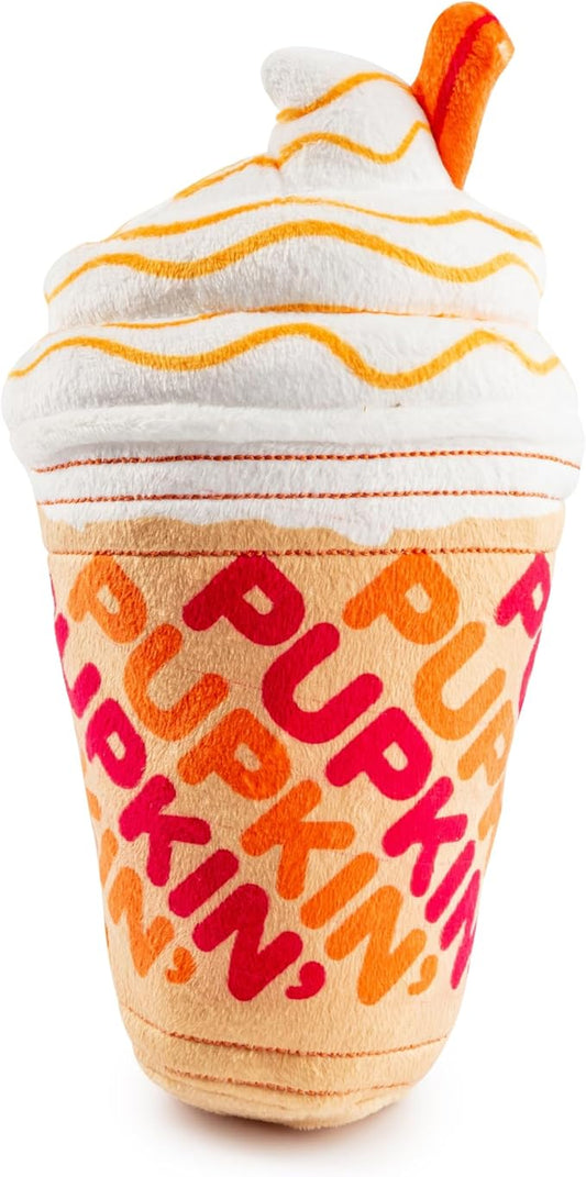 Haute Diggity Dog Pupkin' Donuts Iced Coffee Cup Plush Dog Toy for Small, Medium & Large Dogs, Interactive Funny Parody Squeaky Toys, Soft, Durable, Machine-Washable, & Safe Birthday Gift for Dogs