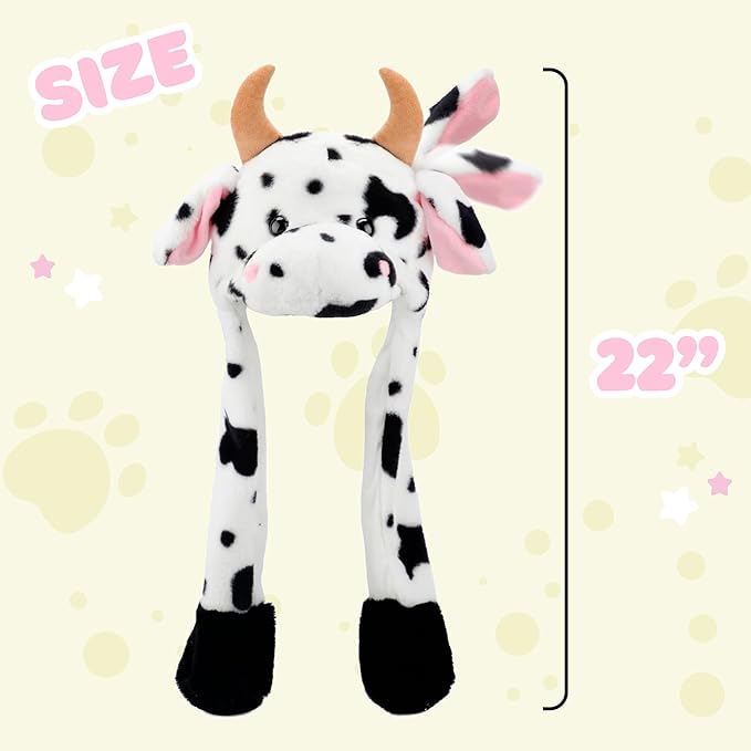Animal Hat with Ears Moving Jumping Pop Up Beating Hat Plush Holiday Cosplay Dress Up Funny Gift for Kids