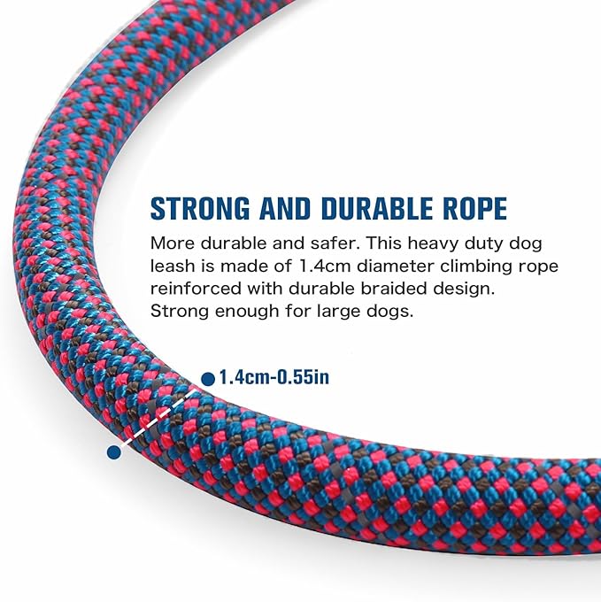 Nylon Rope Dog Leash Reflective, Handmade Braided Strong Dog Lead, Heavy Duty Rope Leash for Medium Large Dogs (5 FT - 3/5" Purple)