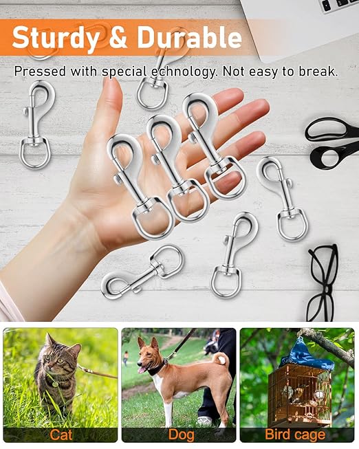 10 Pcs Swivel Snap Hooks Heavy Duty, 3.5" Swivel Clip Clasp, Multipurpose Bolt Snap Single Ended for Keychain Camera Strap Linking Pet Leash.