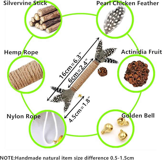 Cat Toys, 12pack Silvervine Cat Feather Toy Kitten Chew Stick Catnip Treat with Bell for Cleaning Teeth Indoor Kitty Teaser Wand Molar Snack for Interactive Pet Pig-1