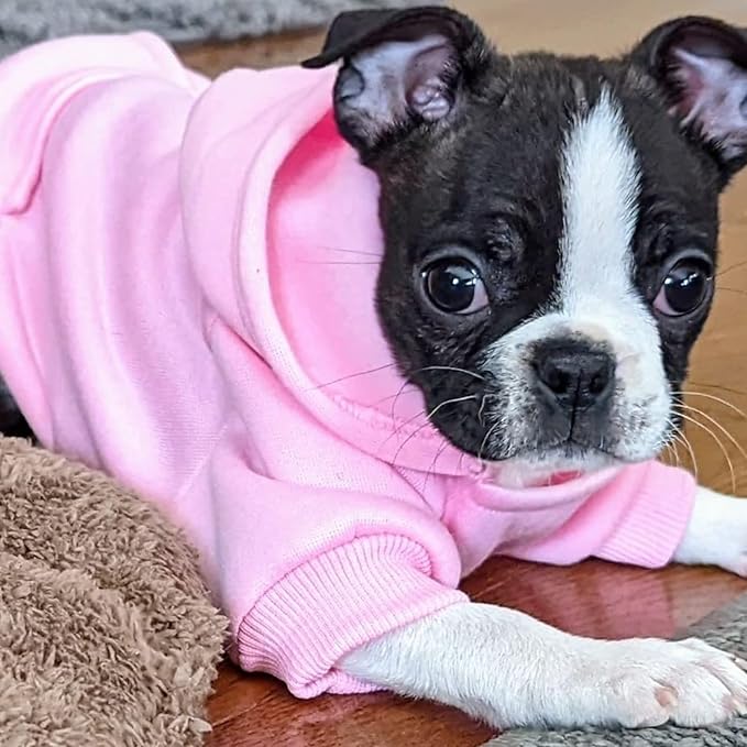 Jecikelon Winter Dog Hoodie Sweatshirts with Pockets Warm Dog Clothes for Small Dogs Chihuahua Coat Clothing Puppy Cat Custume (Pink, X-Large)