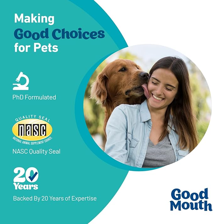 Good Mouth Dental Chews for Dogs – Controls Plaque & Tartar, Promotes Fresh Breath, Supports Gum & Oral Health – Clinically Studied, Cheeseburger Flavor, No Mess, 60 Soft Chews