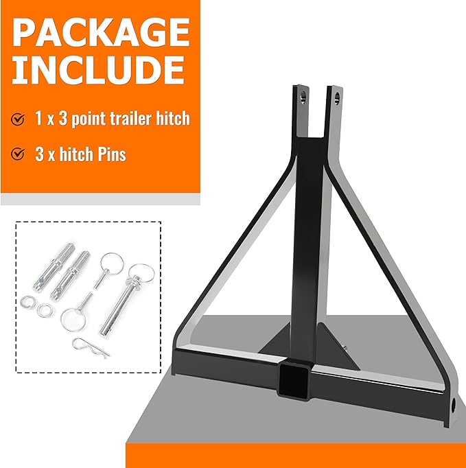 ECOTRIC 3 Point 2" Receiver Trailer Hitch Category 1 Tractor Mover Drawbar Hitch Heavy Duty Compatible with Kubota BX LM25H WLM Tractor NorTrac Yanmar Kioti Cat John Deere