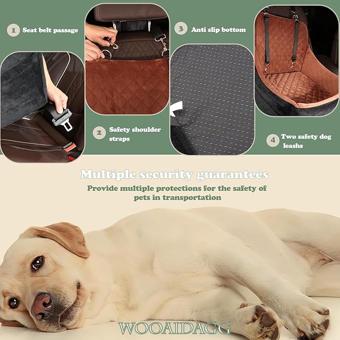 ALL GOOD PET SUPPLIES Dog Car Seat for Small/Medium Dogs, Dog Booster car seat, Memory Foam Elevated Cushion, Fully Detachable and Washable,2 Clip-On Safety Leashes, Anti-Slip