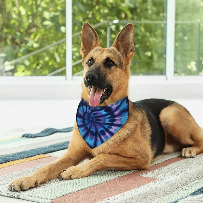 Tie Dye Blue Purple Dog Bandana Scarf Triangle Bibs Pet Accessories Cat Kerchief