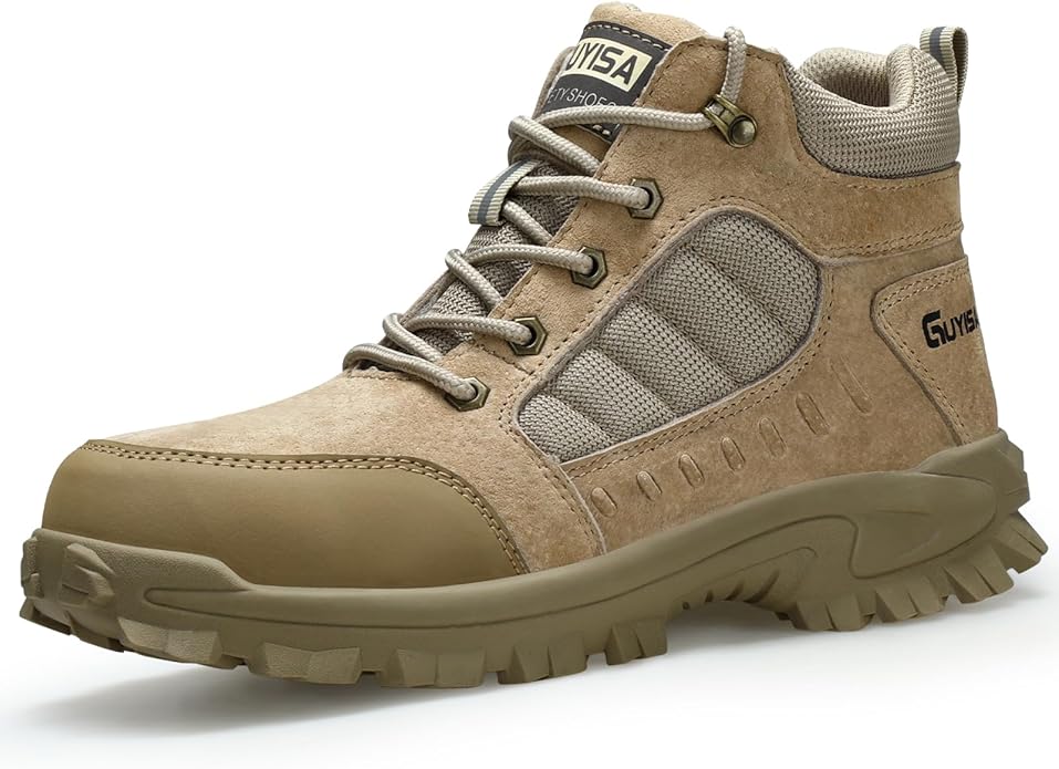Steel Toe Boots for Men Indestructible Steel Toe Shoes Breathable High Top Work Boots for Men Lightweight Safety Shoes Non Slip Work Shoes Industry Construction Safety Boots