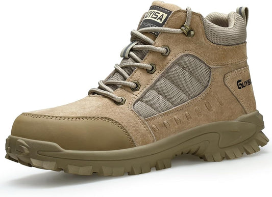 Steel Toe Boots for Men Indestructible Steel Toe Shoes Breathable High Top Work Boots for Men Lightweight Safety Shoes Non Slip Work Shoes Industry Construction Safety Boots