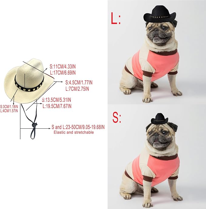 Dog Cowboy Hat Cat Cowboy Hat Pet Cowboy Costume Mini Cowboy Hat for Dogs Cat Holiday Halloween Pet Party Decoration (Beige, Small)