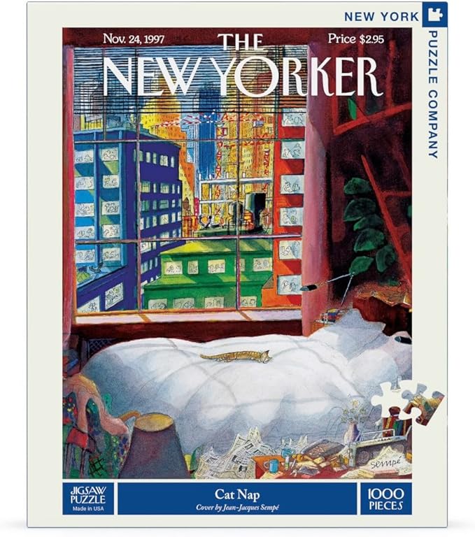 New York Puzzle Company - New Yorker Cat Nap - 1000 Piece Jigsaw Puzzle for Adults by Jean-Jacques Sempé