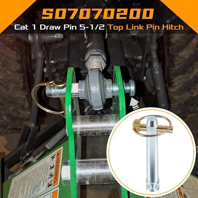 4 Pack TK95029 Cat 1 Quick Hitch Adapter Bushing Kit with S07070200 Top Link Pin and S14114400 Lynch Pin with Ring Fit for Category 1 3-Point Quick Hitches and Tractors