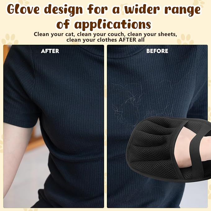 Magic Brush Pet Hair, Electrostatic Pet Hair Remover Gloves for Cats & Dogs, Upgraded Animal Fur Removal Tool, Reusable Cats & Dogs Grooming Gloves for Hair Removal (1)