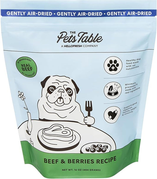 The Pets Table Beef & Berries Grain-Free Air Dried Dog Food, 1 lb (16 Oz) Bag